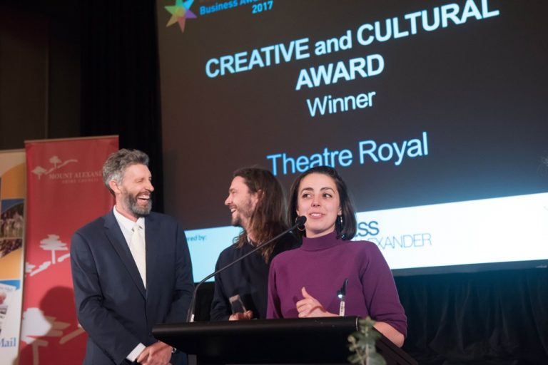Andrea Distefano from Theatre Royal Castlemaine accepts the Creative and Cultural Award - congrats!(Photo credit: Brendan McCarthy)